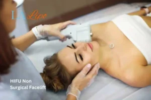 Woman having Hi-Fu to reduce wrinkles Ponders End.