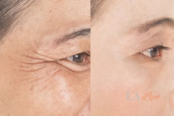 Before and after results of woman - HI-fu wrinkles reduction treatment Ponders End
